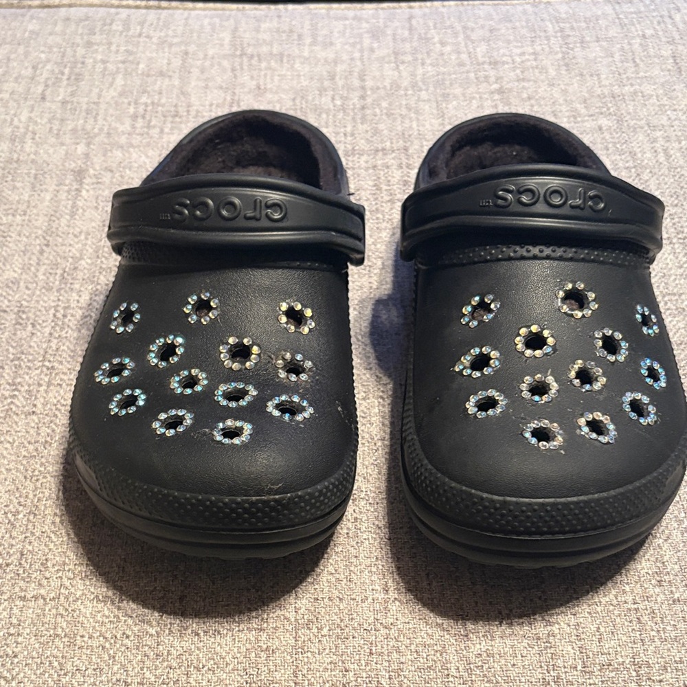 CROCS Black Slippers with Sparkling Accents